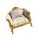 thumbnail image 1 of Sofá de madera en miniatura para casa de muñecas, juego de muebles decorativos dorados para casa de muñecas a escala 1:12 Sofá individual, 1 of 9