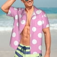 thumbnail image 3 of Fotbe Pink And White Polka Dot Hawaiian Shirt for Men Unisex Summer Beach Casual Short Sleeve Cotton Linen Button Down Shirts-XX-Large, 3 of 5