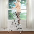 thumbnail image 4 of LivingSURE Folding 4-Step Safety Ladder â€“ Padded Side Handrails â€“ Kitchen and Household Use â€“ White, 4 of 5