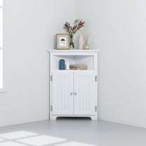 STAROUS Corner Storage Cabinet, Bathroom Floor Corner Cabinet with Doors and Shelves,Free Standing Storage Cabinet for Bathroom, Kitchen, Living Room, White