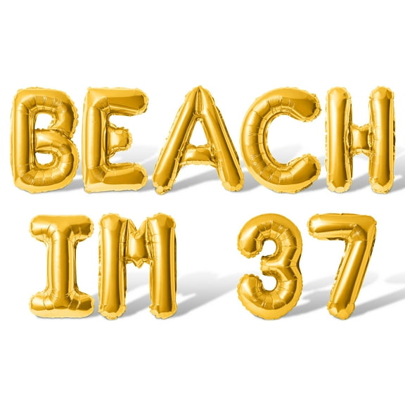 Letter Balloons - BEACH IM 37 16" Inch Alphabet Letters Foil Mylar Balloon 37th Birthday Party Banner (Gold)