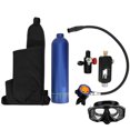 thumbnail image 1 of Rebreather de cilindro de oxígeno vacío de aluminio azul de 1L con cabezales de válvula de respiración secundaria de metal puro, 1 of 10