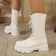 thumbnail image 6 of Willtoo Women's Mid Calf Platform Combat Boots, Round Toe Lace Up Chunky Lug Sole Boots, Non Slip Fashion Winter Boots, 6 of 6
