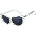 thumbnail image 1 of Retro Women's Cat Eye Vintage Sunglasses UV Protection White Dots Frame Smoke Lens Brand OWL, 1 of 1