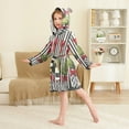 thumbnail image 4 of FORMRS Niños Bathrobe Unisex Hooded Robe Soft Plush Pajamas Sleepwear, Size 10-12T, Black Striped Trees, 4 of 7