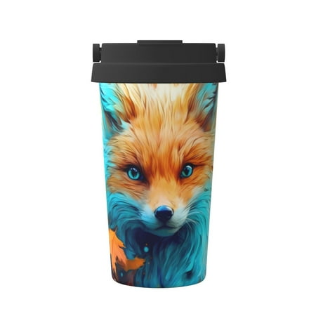 

Logiee Fiery Red Maple Leaf Fox Print Stainless Steel Coffee Tumbler Travel Coffee Mug Insulated Coffee Mug with Lid Spill Proof Coffee Cup Portable Thermal Mug