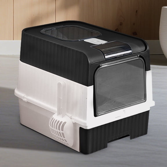 Large drawer-style cat litter box, sealed to prevent spillage, easy to install and clean - suitable for small and medium-sized cats