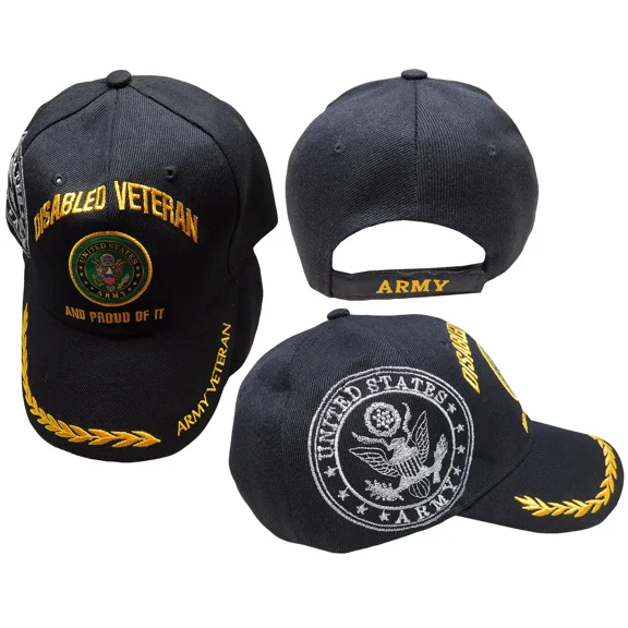 Disabled Vietnam Veteran Baseball Cap Military Black Mens Adjustable US Army