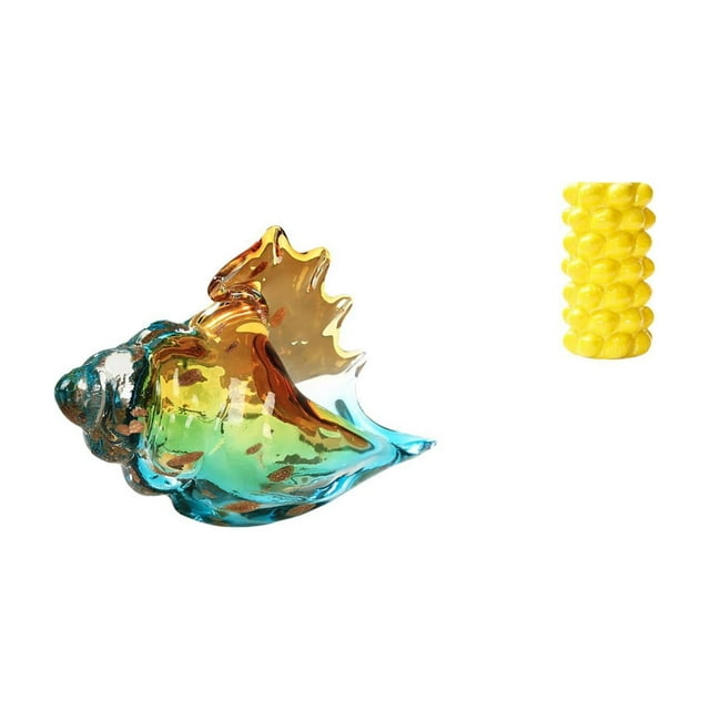 Figura de caracola de vidrio soplado a mano, florero de , decoración geométrica de mesa con diseño artístico, adecuada para salas de estar, o