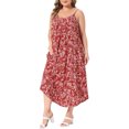 thumbnail image 4 of Agnes Orinda Women's Plus Size Dresses Spaghetti Straps Spring Summer Beach Boho Long Dresses 1X Crimson, 4 of 6