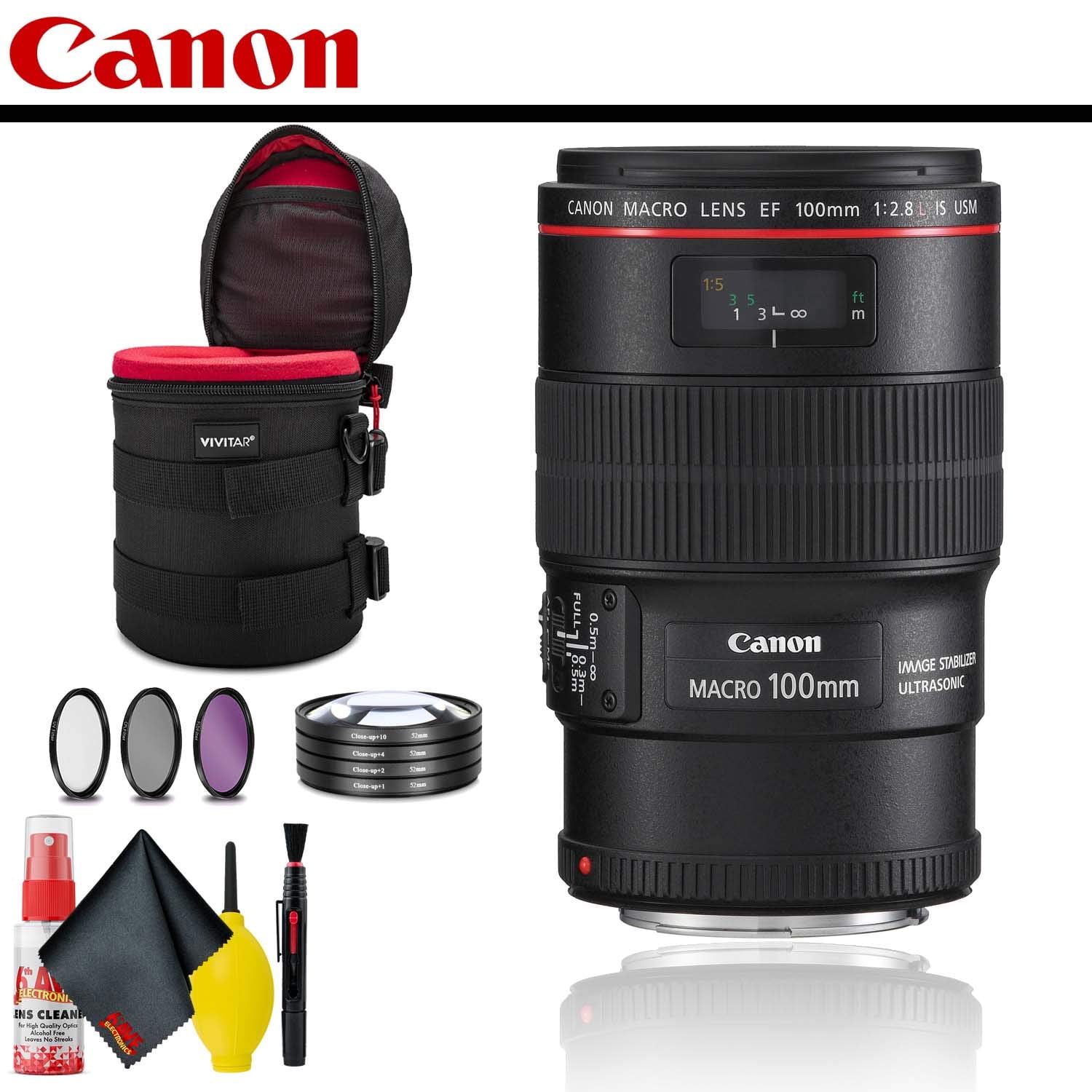 Canon EF 100mm f/2.8L Macro IS USM Lens With Lens Case, Filter Kit
