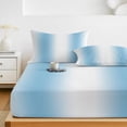 thumbnail image 6 of Full Size Fitted Sheet Set - Sky Blue White 3 Piece Bedding Sets 16" Deep Pocket Fitted Sheet with 2 Pillowcases Gradient Vertical Stripes Minimalist Brushed Microfiber Hotel Luxury Bed Sheets, 6 of 9