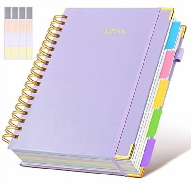 Spiral Notebook journal with Removable Dividers Tabs, 300 Pages Leather ...