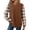 Coffee -AI10, variant on Women's Long Sleeve Waffle Knit Shirts Striped Crew Neck Fall Layering Piece Tops Basics Winter Casual Pullover Blouses Brown 2XL