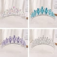 thumbnail image 3 of Nvzi Tiara de boda para novia, diadema de princesa, corona nupcial, joyería para el cabello con diamantes de imitación de cristal, decoración para cumpleaños, fiesta de disfraces (verde), 3 of 4