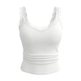 thumbnail image 5 of FYEGRE Lace Camisole Tank Tops for Women V Neck Wide Strap Soft Ribbed Lace Cami White XXL, 5 of 5