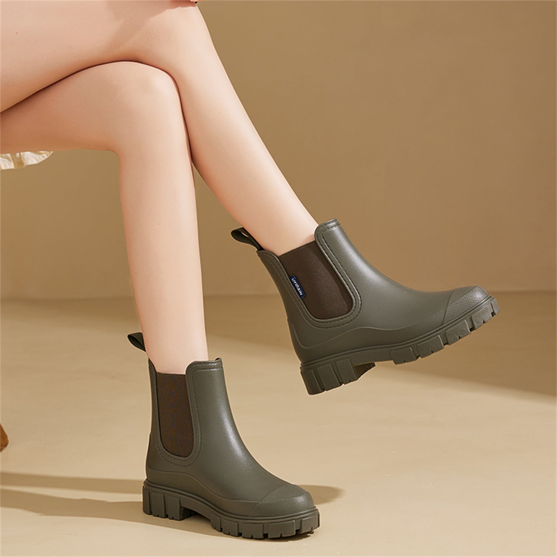 YOURDIARY Women’s Waterproof Chelsea Boots Slip-On Rain Ankle Boots