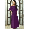 thumbnail image 3 of KOH KOH Long One Off Shoulder Flowy Casual 3/4 Short Sleeve Full Floor Length Cocktail Evening Wedding Party Guest Sexy Tall Maxi Dress Gown For Women Purple Large US 12-14 NT001, 3 of 6