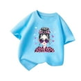 thumbnail image 3 of Toddler Shirts Kid Fashion Graphic Round Neck Short Sleeve Top Summer Leisure Wear Girls Tops Blue 11 Years-12 Years, 3 of 5
