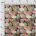 thumbnail image 2 of oneOone Cotton Poplin Black Fabric Plants Cactus With Flowers Quilting Supplies Print Sewing Fabric By The Yard 56 Inch Wide, 2 of 4