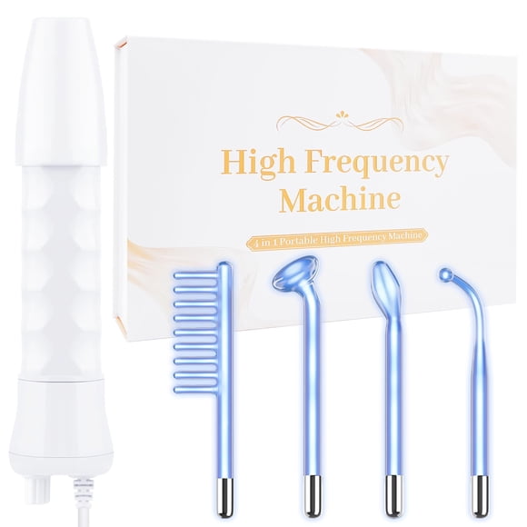 Varita facial de alta frecuencia - Uaike Máquina facial portátil de mano azul de alta frecuencia para la piel en casa - Dispositivo de varita facial para la piel con 4 tubos de vidrio azules diferente