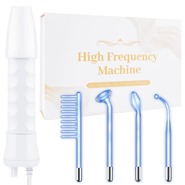 Varita facial de alta frecuencia - Uaike Máquina facial portátil de mano azul de alta frecuencia para la piel en casa - Dispositivo de varita facial para la piel con 4 tubos de vidrio azules diferente
