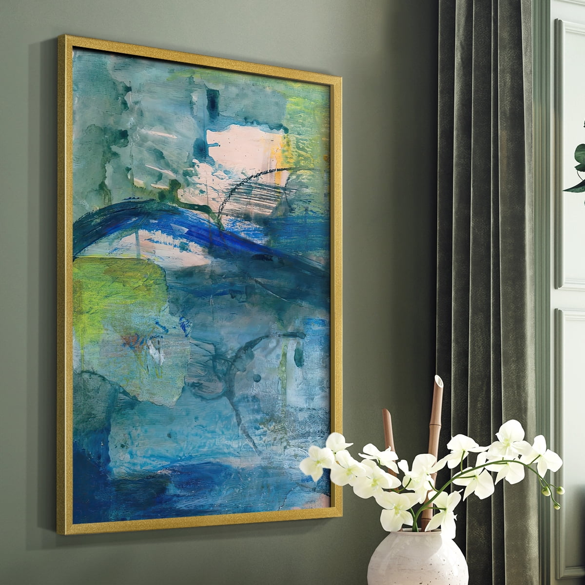 Spring Winds VIII in Gold Solid Wood 22 x 28 Framed Print