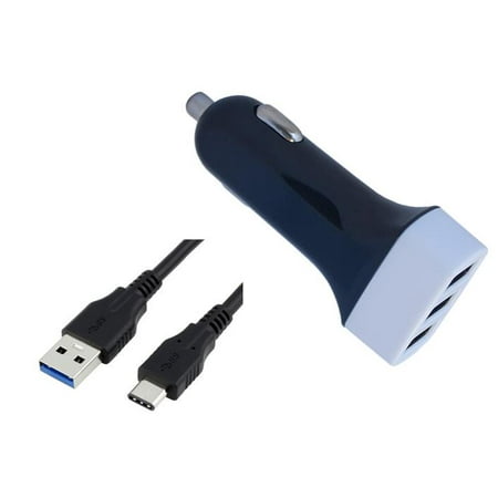 Image of Micro USB Car/ DC Charger for Asus ZenFone 4 Max ZenFone 4 Selfie ZenFone 4 Selfie ZenFone Live ZB501KL (3 USB Port Charging Cable included) - Black/ White + MND Stylus