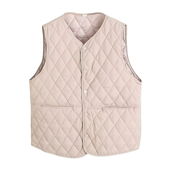 Fiaer Womens Oversized down Vest Button down V Neck Tanks Warm Sleeveless Casual Solid Color Tops with Pocket Grey XXXXXL