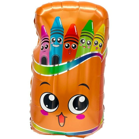 27 inch Party Brands Smiling Crayon Box Foil Mylar Balloon - Party Supplies Decorations