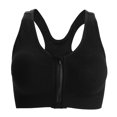 thumbnail image 1 of Chaleco de entrenamiento elástico con cremallera para Yoga y Fitness para mujer, sujetador deportivo acolchado inalámbrico a prueba de golpes (negro S), 1 of 8
