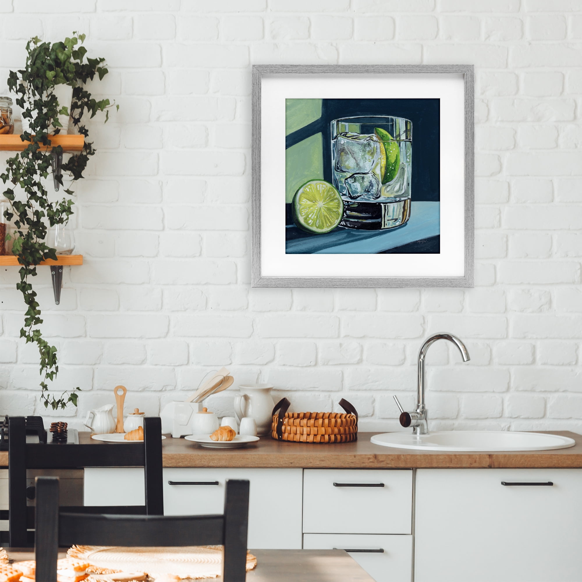 Stupell Industries Lime & Gin Tonic Cocktail Gray Framed Print Under Glass, design by Kate Jarvik Birch