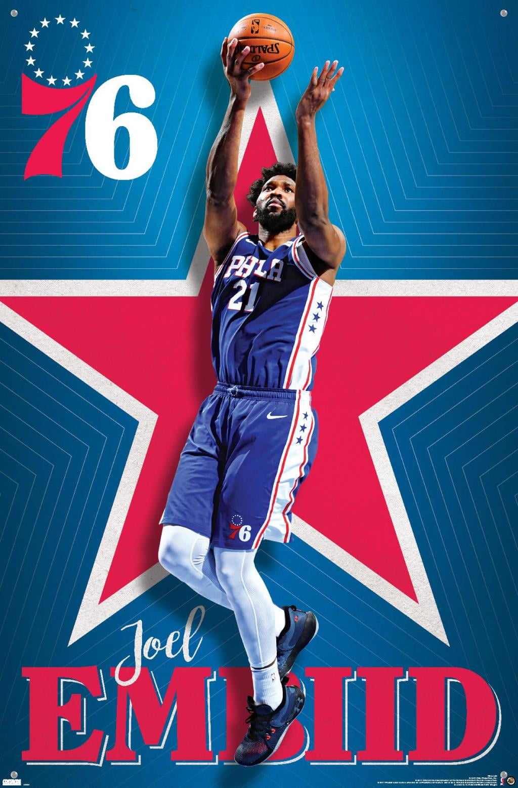 NBA Philadelphia 76ers - Joel Embiid 20 Wall Poster with Pushpins, 22.375" x 34"