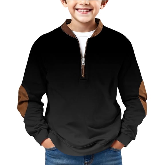 Mercatoo Boys Long Sleeved Shirts Kids 1/4 Zip up Sweatshirt Solid Casual Pullover Shirt Outdoor Fall Clothes for Teen Boy