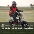 thumbnail image 2 of Plus Package 99cc Gas 4-Stroke Mini Bike for Teens 13+, Pull Start, Rear Disc Brake, All-Terrain Tires, Up to 28 MPH, 220 lb Capacity, Includes Headlight & Gloves, 2 of 6
