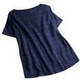 thumbnail image 4 of Camiseta a cuadros Mujer Botón de verano Blusa de manga corta Top suelto, Azul, M Jumpingount AP001353-08, 4 of 7