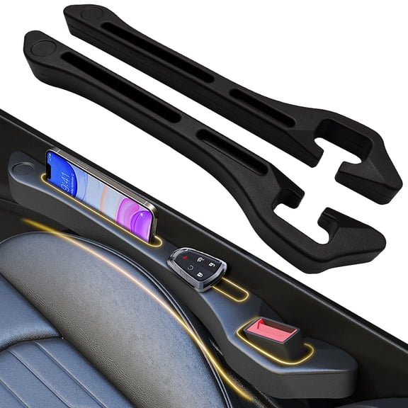 The Car Seat Gap Filler 2 Pack, Universal Car Seat Gap Plug Filler 2 in 1, Fill The Gap Between Seat and Console, Seat Gap Filler Crevice Blocker Stop Thing from Dropping for Car SUV Truck Black