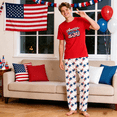 thumbnail image 6 of HTHLVMD Family Matching Sleepwear, Usa Independence Day Pajamas, Short Sleeve Star Loungewear, 250th Anniversary American Flag Matching Family Pajamas, 4th of July Short Sleeve Pjs Set, L, 6 of 6