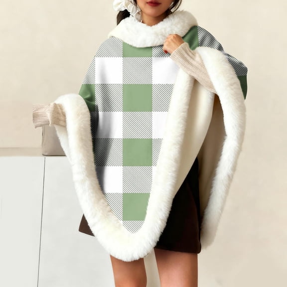 Miqool Flannel Poncho for Women Casual Blanket Warm TV Shawl Winter Coat Sweater Cape