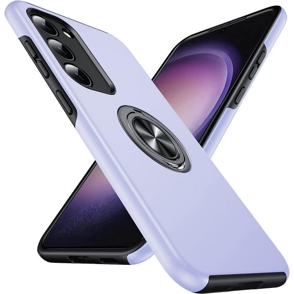 Hidden Series Galaxy S23 Case 5G,[Heat Dissipation][No Fall-Off Kickstand] 360°Metal Ring, 15Ft Military Grade Shockproof Protective Phone Case Designed for Samsung Galaxy S23 6.1", Purple