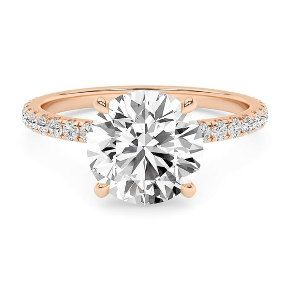 AFFY 2.40 Carat (ctw) Solitaire Engagement Ring For Womens, Round Lab Created Moissanite Stackable Promise Ring For Her In 14k Rose Gold Over Sterling Silver | VVS1 Quality Ring Size-10