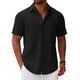 thumbnail image 1 of Camisa COOFANDY para hombre con botones, manga corta, algodón negro, 1 of 6