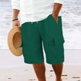 thumbnail image 5 of PIMSSY Men Shorts Summer Linen Shorts With Large Pockets Beach Plain Striped Sport Shorts Linen Stretch Lightweight Summer Shorts Loose Fit Short Casual Trousers Solid Color Outdoor Male Boho Bottoms, 5 of 8