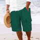 thumbnail image 4 of WILLBEST Pantalones Cortos de Lino de Verano para Hombre, con Bolsillos Grandes, para Playa, Deportivos, de Rayas Lisas, Ligeros y Elásticos, para Verano, Holgados y Casuales., 4 of 7
