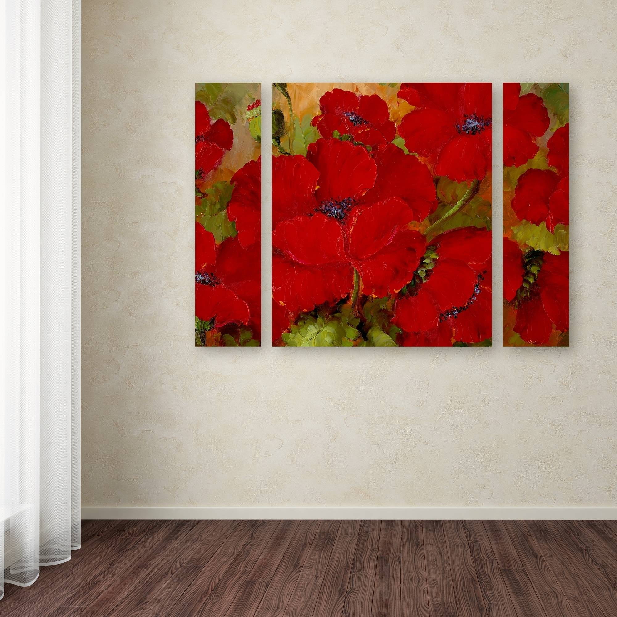 Trademark Fine Art "Poppies" Canvas Art by Rio Three Panel Set