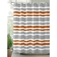 thumbnail image 2 of Fsddascl Orange Grey Striped Shower Curtain Set - Standard 72" x 72" Washable Bathtub Curtain with 12 Hooks, Horizontal Lines Simple Minimalist Waterproof Fabric Stall Shower Curtains for Bathroom, 2 of 6