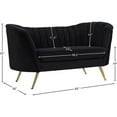 thumbnail image 6 of Pemberly Row Modern / Contemporary Black Finish Velvet Loveseat, 6 of 8