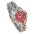thumbnail image 2 of Women's Diamond & Gem Pave Fashion Rolly Timepiece - Colorful Dial w/Date and w/Matching Baguette Bling on Watch Trim - Look Like Da Bomb, When You Dance, Aye! - ST10415 Silver Blood Red, 2 of 3