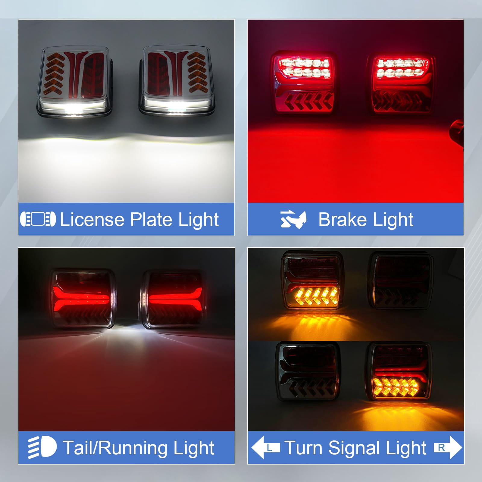 Fazipu Magnetic Wireless Trailer Lights, Rechargeable LED Trailer Light for Towing Truck, Waterproof Tail Tow Lights Kit for RV Camper Boat Caravan, Portable Turn Signal Brake Running Stop