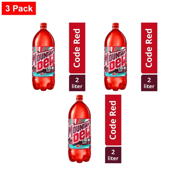 Mountain Dew Code Red Soda Bottle 2 liter - 3 Pack